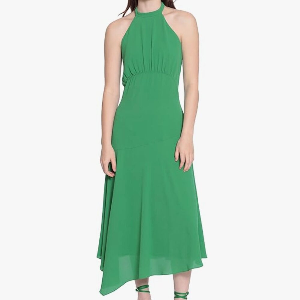 Donna Morgan Green Halter Midi Dress - 12
